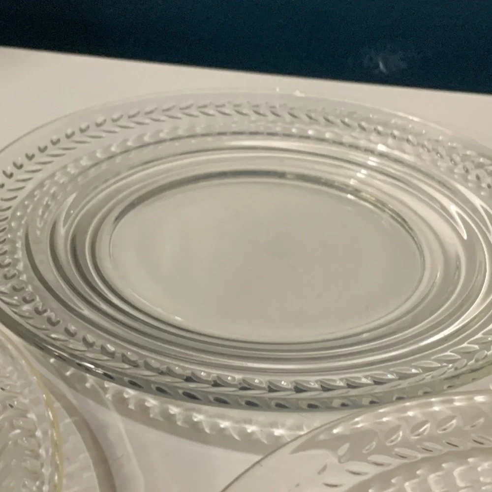 Set of 4 Clear Glass 1970s Vintage Small Plates for Appetizers Bread & Butter